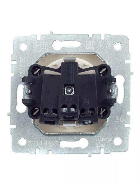 Розетка 1-м СП BRITE РС11-1-0-БрЖ 16А с заземл. без защ. шторки механизм жемчуж. IEK BR-R11-16-K36 ТехноИмпульс