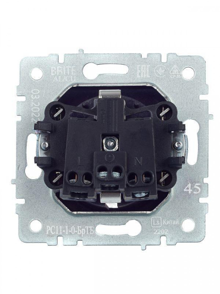 Розетка 1-м СП BRITE РС11-1-0-БрТБ 16А с заземл. без защ. шторки механизм бронза IEK BR-R11-16-K45 ТехноИмпульс