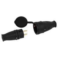 Розетка RX10-B-IP44 16А IP44 прямая с заземл. каучук черн. ЭРА Б0055418 ТехноИмпульс