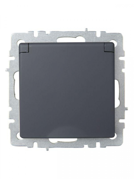 Розетка BRITE РСбш10-3-БрГ 16А IP20 с заземл. защ. шторки с крышкой механизм графит IEK BR-R16-16-K53 ТехноИмпульс