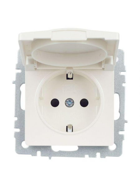 Розетка BRITE РСбш10-3-БрЖ 16А IP20 с заземл. защ. шторки с крышкой механизм жемчуж. IEK BR-R16-16-K36 ТехноИмпульс