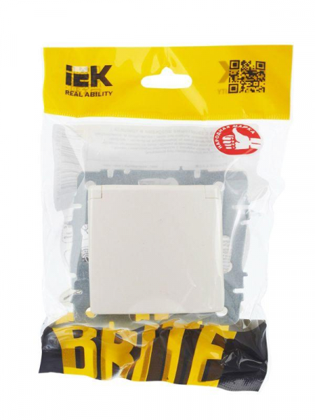Розетка BRITE РСбш10-3-БрЖ 16А IP20 с заземл. защ. шторки с крышкой механизм жемчуж. IEK BR-R16-16-K36 ТехноИмпульс