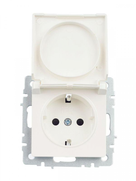 Розетка BRITE РСбш10-3-БрЖ 16А IP20 с заземл. защ. шторки с крышкой механизм жемчуж. IEK BR-R16-16-K36 ТехноИмпульс
