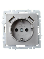 Розетка BRITE РЮш10-1-БрС 16А с USB A+A 2.1А с заземл. защ. шторки механизм сталь IEK BR-R14-16-U21-D21-K46 ТехноИмпульс