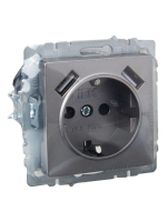 Розетка BRITE РЮш10-1-БрС 16А с USB A+A 2.1А с заземл. защ. шторки механизм сталь IEK BR-R14-16-U21-D21-K46 ТехноИмпульс