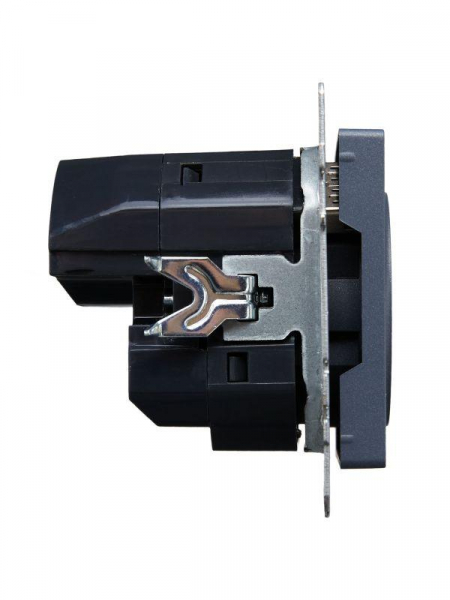 Розетка BRITE РЮш10-1-БрМ 16А с USB A+A 2.1А с заземл. защ. шторки механизм маренго IEK BR-R14-16-U21-D21-K35 ТехноИмпульс