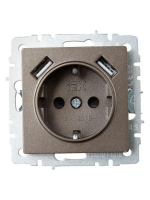 Розетка BRITE РЮш10-1-БрТБ 16А с USB A+A 2.1А с заземл. защ. шторки темн. механизм бронза IEK BR-R14-16-U21-D21-K45 ТехноИмпульс