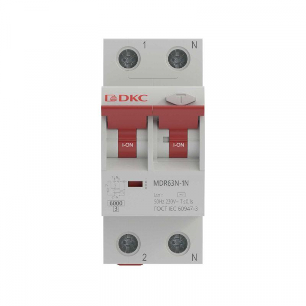 Выключатель автоматический дифференциального тока 2п (1P+N) C 40А 30мА тип A 6кА MDR63N YON MDR63N-1N2C40-A ТехноИмпульс