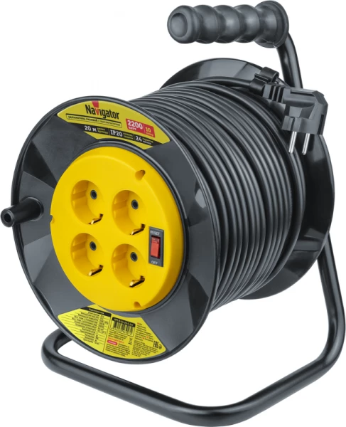 Удлинитель на катушке 4х20м с заземл. 93 907 NPE-R-04-20-E-3х1 NAVIGATOR 93907 ТехноИмпульс
