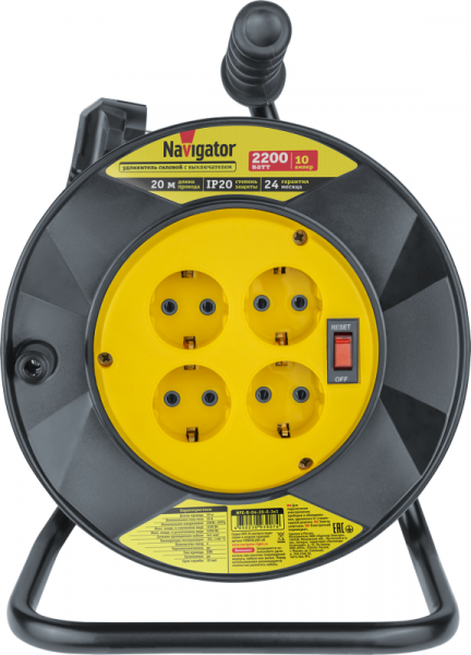 Удлинитель на катушке 4х20м с заземл. 93 907 NPE-R-04-20-E-3х1 NAVIGATOR 93907 ТехноИмпульс
