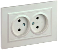 Розетка 2-м СП BRITE РС12-2-БрЖ 10А в сборе без заземл. без защ. шторок жемчуж. IEK BR-R20-10-K36-F ТехноИмпульс