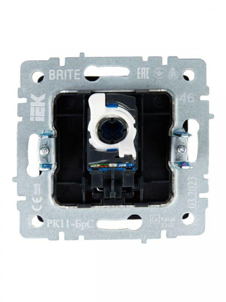 Розетка компьютерная СП RJ45 кат.6 BRITE РК11-БрС механизм сталь IEK BR-K10-2-K46 ТехноИмпульс