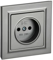 Розетка СП BRITE РСР10-1-0-БрС 10А в сборе без заземл. без защ. шторок сталь IEK BR-R10-10-K46-F ТехноИмпульс