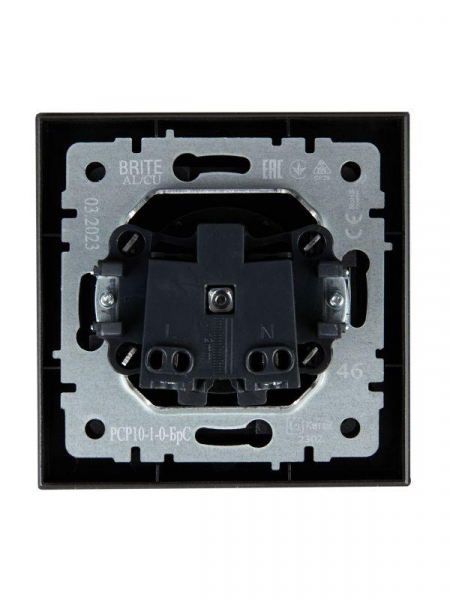 Розетка СП BRITE РСР10-1-0-БрС 10А в сборе без заземл. без защ. шторок сталь IEK BR-R10-10-K46-F ТехноИмпульс