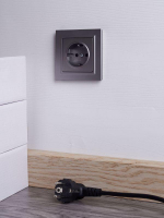 Розетка СП BRITE РСР14-1-0-БрС 16А в сборе с заземл. защ. шторки сталь IEK BR-R14-16-K46-F ТехноИмпульс