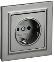 Розетка СП BRITE РСР14-1-0-БрС 16А в сборе с заземл. защ. шторки сталь IEK BR-R14-16-K46-F ТехноИмпульс