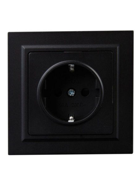 Розетка СП BRITE РСР14-1-0-БрЧ 16А в сборе с заземл. защ. шторки черн. IEK BR-R14-16-K02-F ТехноИмпульс