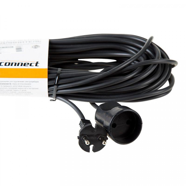 Удлинитель-шнур 1х30м без заземл. 6А IP20 1.3кВт ПВС 2х0.75 черн. PROCONNECT 11-7116 ТехноИмпульс
