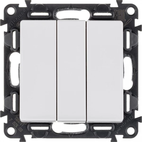 Выключатель 3-кл. СП Valena Life 10А IP20 250В 10AX с лицев. панелью винтов. зажимы механизм бел. Leg 752403 ТехноИмпульс