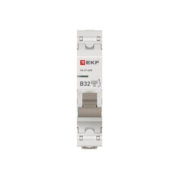 Выключатель автоматический модульный 1п В 32А 4.5кА ВА 47-63N PROxima EKF M634132B ТехноИмпульс