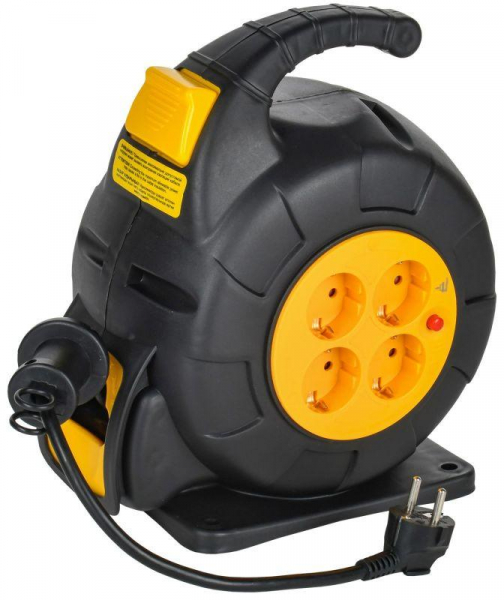 Удлинитель на катушке TWIST 4х10м с заземл. автосмотка 16А IP20 ПВС 3х1.5 IEK TW-KP27-16-04-10 ТехноИмпульс