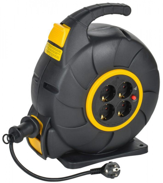 Удлинитель на катушке TWIST 4х20м с заземл. автосмотка 16А IP20 ПВС 3х1.5 IEK TW-KP27-16-04-20 ТехноИмпульс