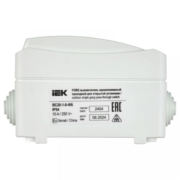 Выключатель проходной 1-кл. ОП Форс IP54 ВС20-1-0-ФБ бел. IEK EVS10-K01-10-54-DC ТехноИмпульс