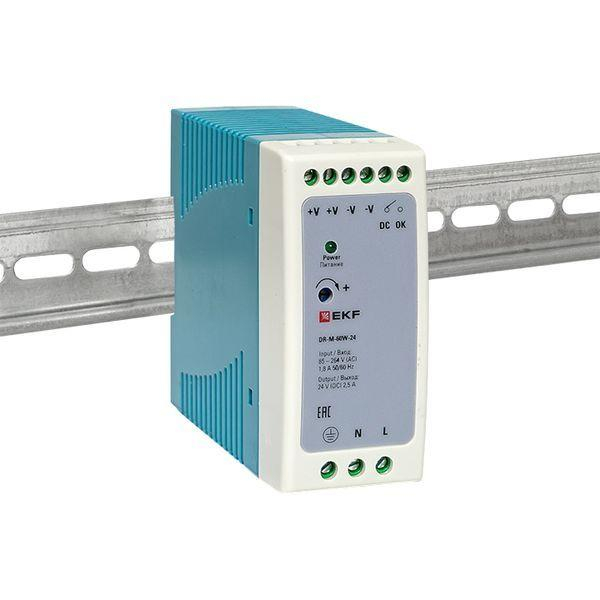 Блок питания на DIN-рейку 60Вт 220В AC/24В DC постоянного тока EKF DR-M-60W-24 ТехноИмпульс