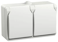 Розетка 2-м ОП Форс РСб22-3-ФБ 16А IP54 с заземл. защ. шторки бел. IEK ERS22-K01-16-54-DC ТехноИмпульс