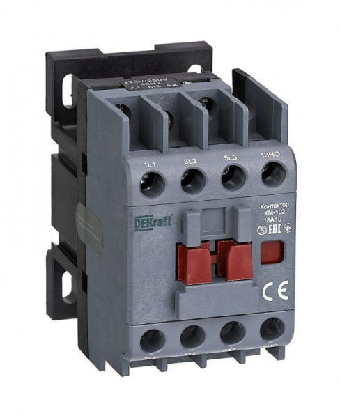 Контактор 18А 230В AC АС3 АС4 1НО+1НЗ КМ-102 DEKraft 21916DEK ТехноИмпульс
