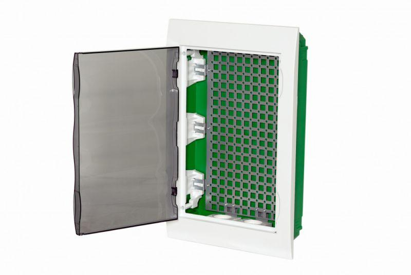 Корпус встраиваемый City9 Box IT 3 ряда 36мод. 2 розетки с прозр. дверцей SE EZ9E312S2FIT ТехноИмпульс