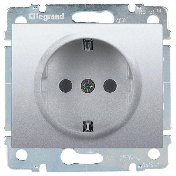 Розетка 1-м СП Galea Life 16А IP20 2P+E с заземл. защ. шторки немецк. стандарт с лицев. панелью механизм алюм. Leg 771363 ТехноИмпульс