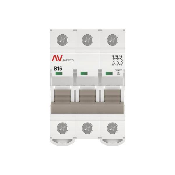 Выключатель автоматический модульный 3п B 16А 6кА AV-6 AVERES EKF mcb6-3-16B-av ТехноИмпульс