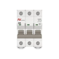 Выключатель автоматический модульный 3п D 25А 6кА AV-6 AVERES EKF mcb6-3-25D-av ТехноИмпульс
