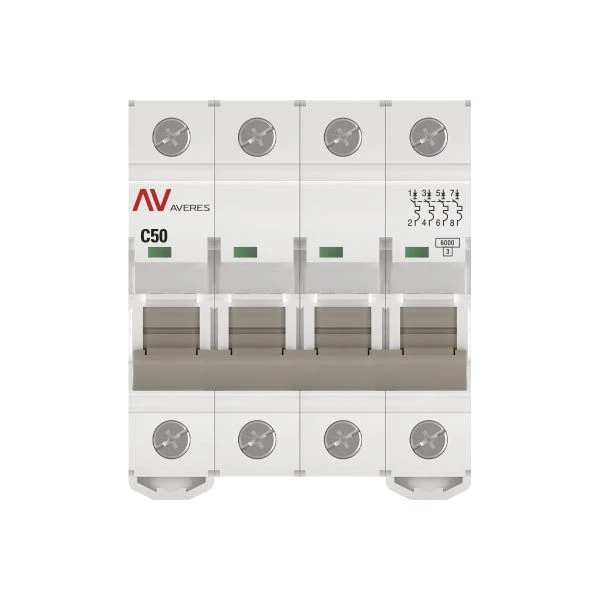 Выключатель автоматический модульный 4п C 50А 6кА AV-6 AVERES EKF mcb6-4-50C-av ТехноИмпульс
