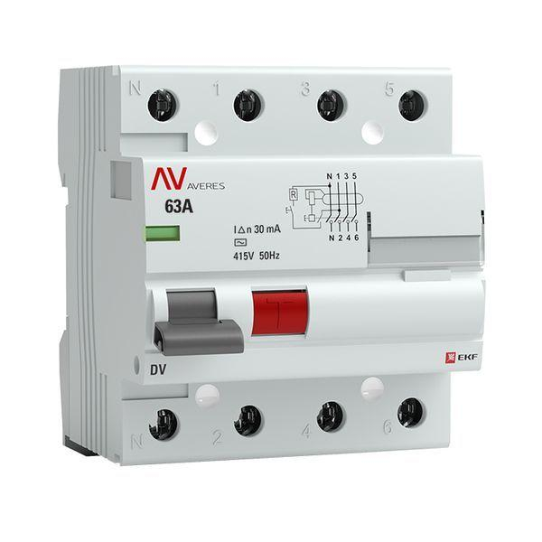 Выключатель дифференциального тока (УЗО) 4п 63А 30мА тип AC DV AVERES EKF rccb-4-63-30-ac-av ТехноИмпульс