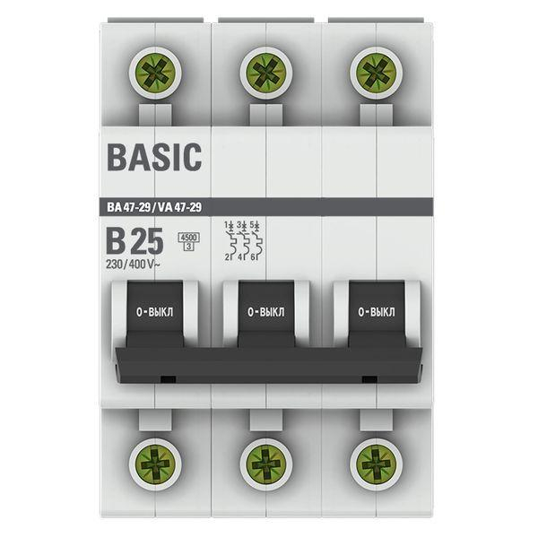 Выключатель автоматический модульный 3п B 25А 4.5кА ВА 47-29 Basic EKF mcb4729-3-25-B ТехноИмпульс