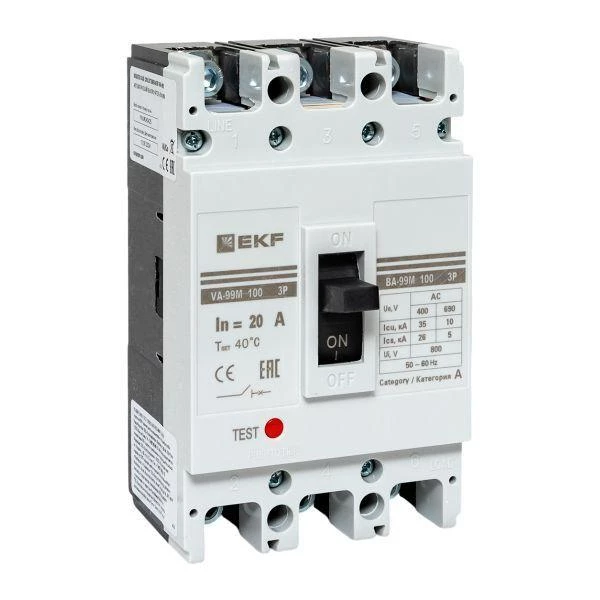 Выключатель автоматический 3п 100/20А 35кА ВА-99М PROxima EKF mccb99-100-20m ТехноИмпульс