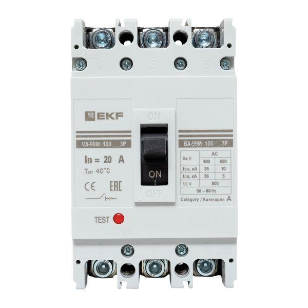 Выключатель автоматический 3п 100/20А 35кА ВА-99М PROxima EKF mccb99-100-20m ТехноИмпульс