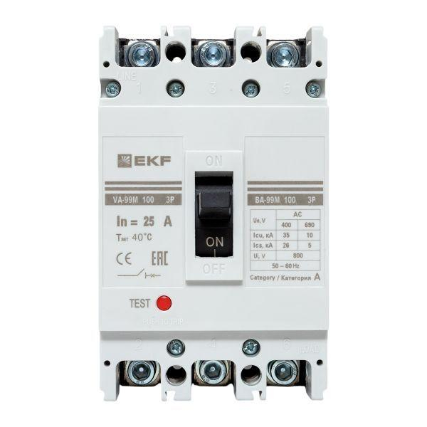 Выключатель автоматический 3п 100/25А 35кА ВА-99М PROxima EKF mccb99-100-25m ТехноИмпульс