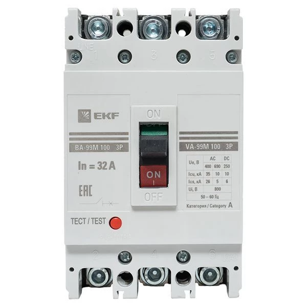 Выключатель автоматический 3п 100/32А 35кА ВА-99М PROxima EKF mccb99-100-32m ТехноИмпульс