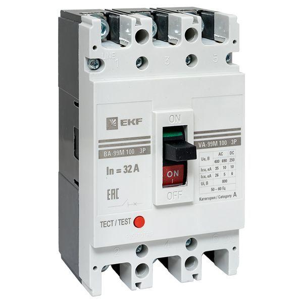 Выключатель автоматический 3п 100/32А 35кА ВА-99М PROxima EKF mccb99-100-32m ТехноИмпульс