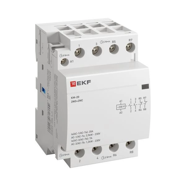 Контактор модульный КМ 20А 2NО+2NC (3 мод.) PROxima EKF km-3-20-22 ТехноИмпульс