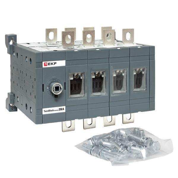 Рубильник 4п 250А реверсивный без рукоятки управления TwinBlock EKF tb-s-250-4p-rev ТехноИмпульс