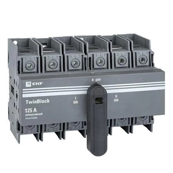 Рубильник 3п 125A реверсивный c рукояткой для прямой установки TwinBlock EKF tb-s-125-3p-rev ТехноИмпульс