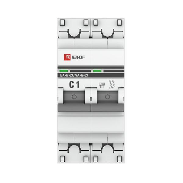 Выключатель автоматический модульный 2п C 1А 4.5кА ВА 47-63 PROxima EKF mcb4763-2-01C-pro ТехноИмпульс