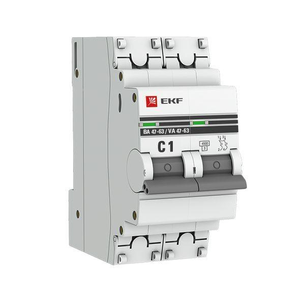 Выключатель автоматический модульный 2п C 1А 4.5кА ВА 47-63 PROxima EKF mcb4763-2-01C-pro ТехноИмпульс