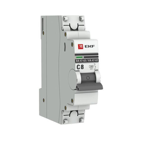 Выключатель автоматический модульный 1п C 8А 4.5кА ВА 47-63 PROxima EKF mcb4763-1-08C-pro ТехноИмпульс