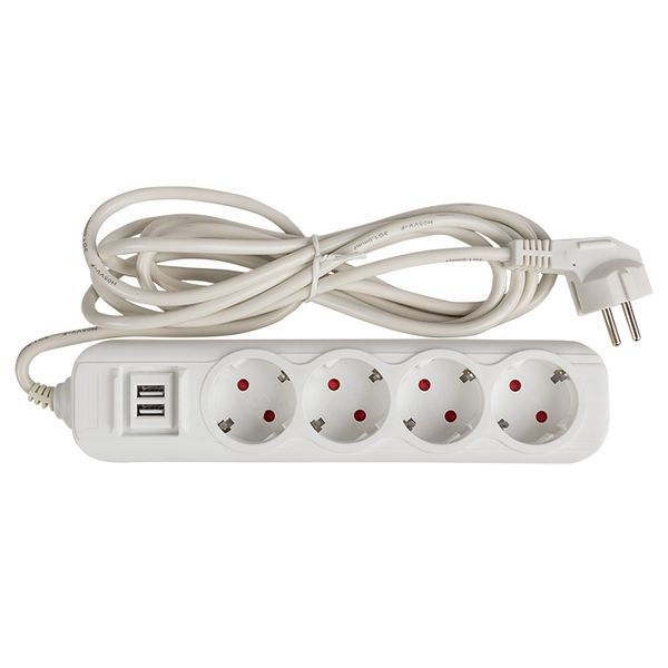 Удлинитель 4х3м 16А IP20 Эксперт 3.5кВт 2хUSB 2.1А ПВС 3х1 PROxima EKF UBA16-2USB-4-03i ТехноИмпульс