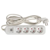 Удлинитель 4х3м 16А IP20 Эксперт 3.5кВт 2хUSB 2.1А ПВС 3х1 PROxima EKF UBA16-2USB-4-03i ТехноИмпульс